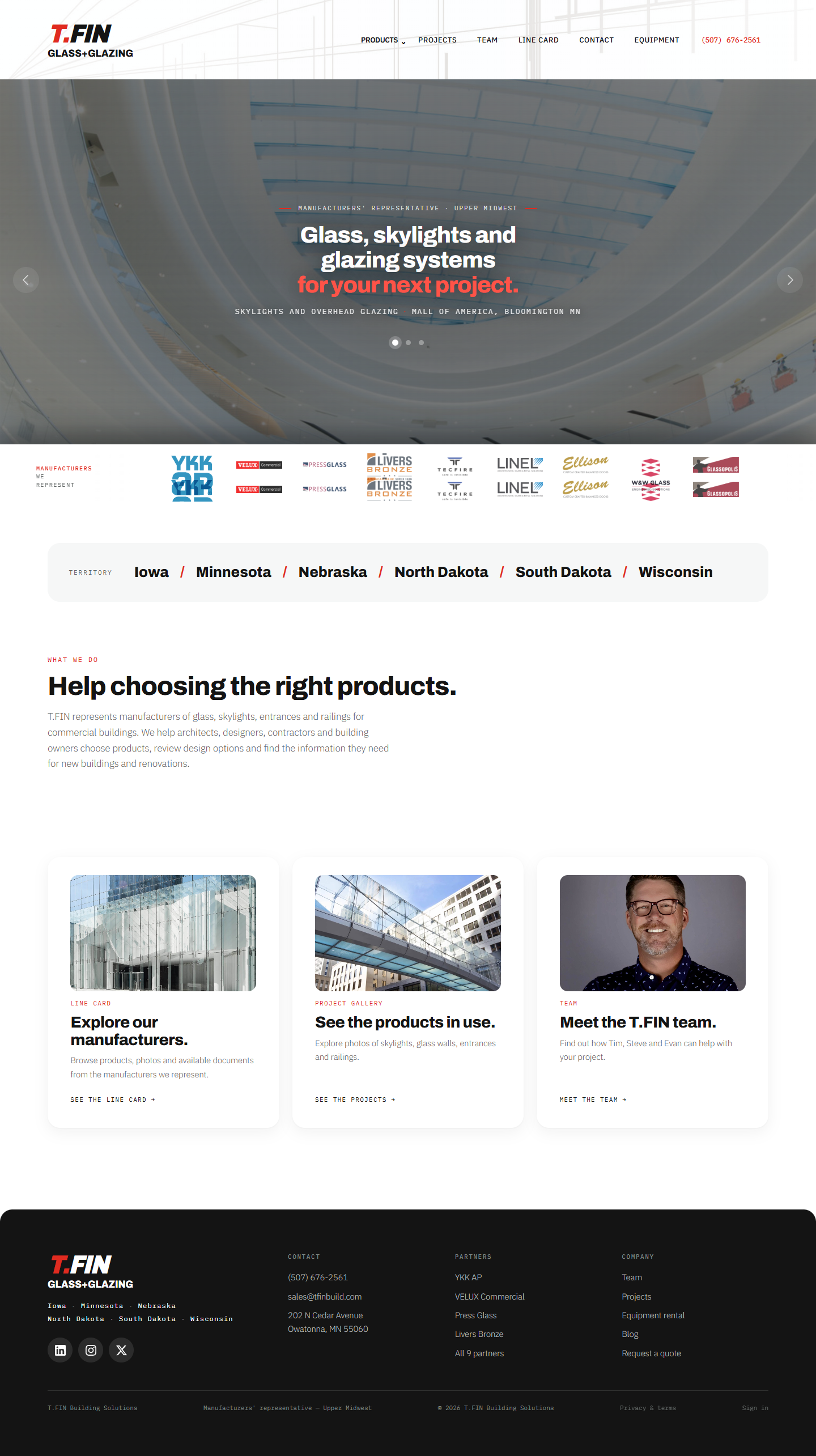 Full-page preview of the T.FIN Building Solutions website